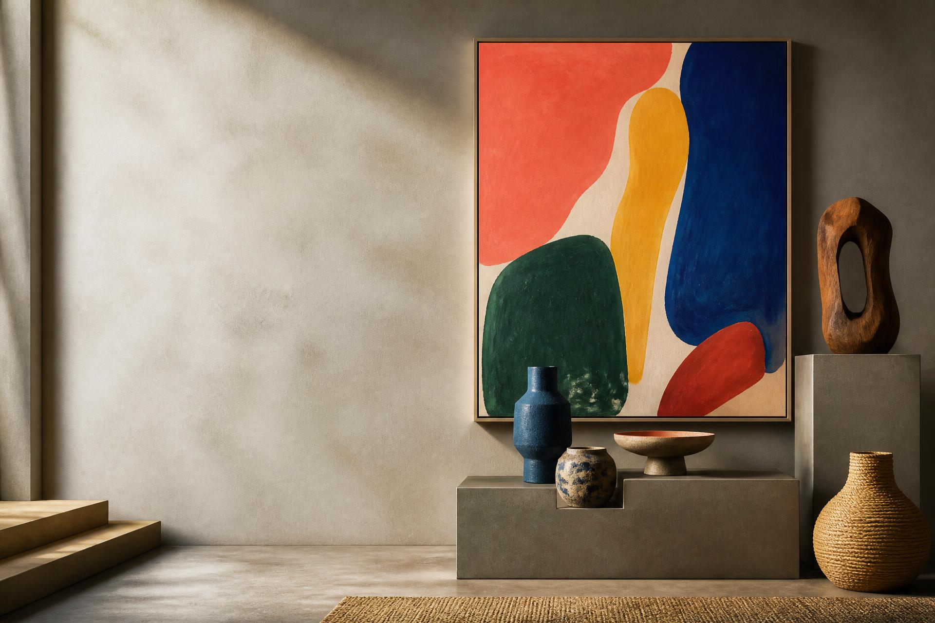 Art and crafted objects in an editorial interior
